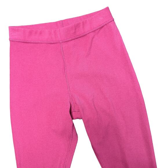 ALO YOGA Womens Small Pink Raspberry Sorbet Ribbed Blissful Cropped Leggings - Picture 4 of 6
